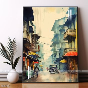 Tranh làng quê decor trang trí tường nhà