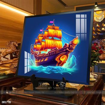 Tranh thuyền buồm vàng phong thủy đẹp