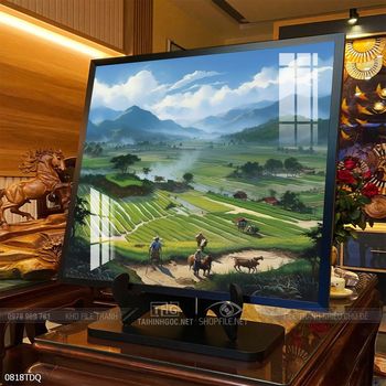 Tranh làng quê cánh đồng lúa chín