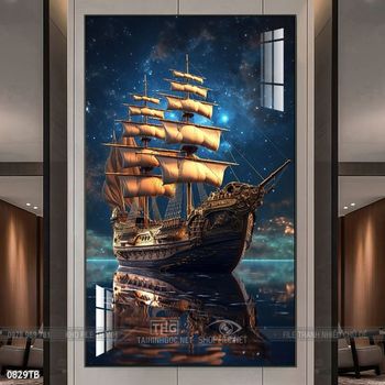 Tranh thuận buồm xuôi gió cánh buồm vàng đẹp nhất