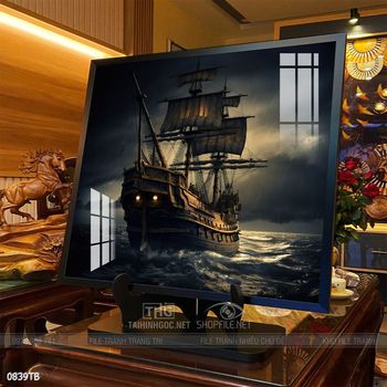 Tranh thuyền buồm vàng phong thủy đẹp