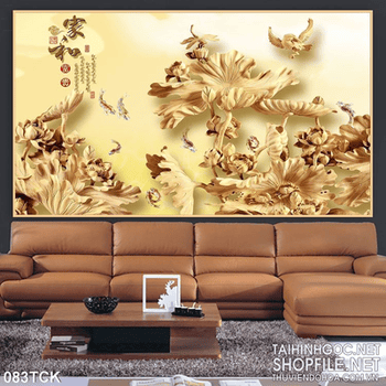 Tranh hoa sen, cá chép gỗ nghệ thuật