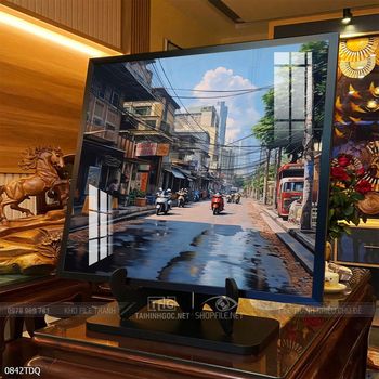 Tranh làng quê cánh đồng lúa chín