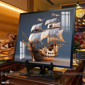 Tranh thuận buồm xuôi gió cánh buồm vàng đẹp nhất