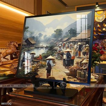 Tranh làng quê decor trang trí tường nhà