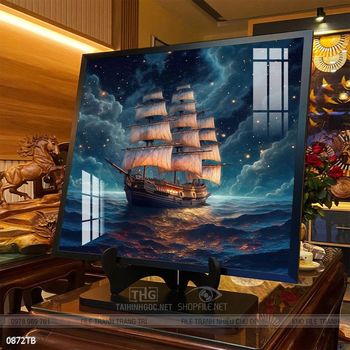 Tranh thuyền buồm vàng phong thủy đẹp