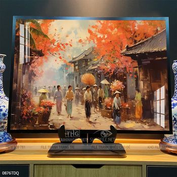 Tranh làng quê phong cảnh yên bình