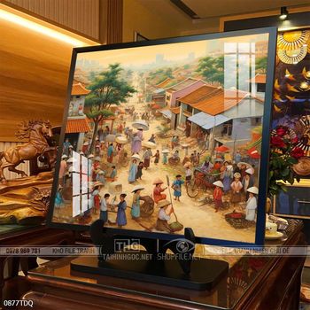 Tranh phong cảnh cánh đồng quê hương mùa lúa chín