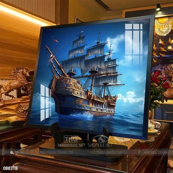 Tranh thuyền buồm vàng phong thủy đẹp