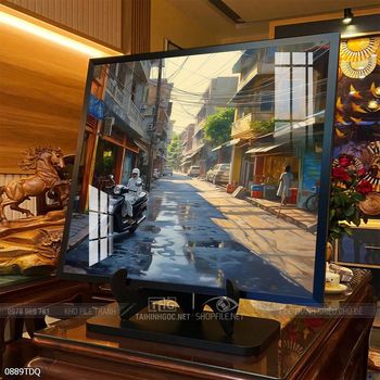 Tranh phong cảnh cánh đồng quê hương mùa lúa chín