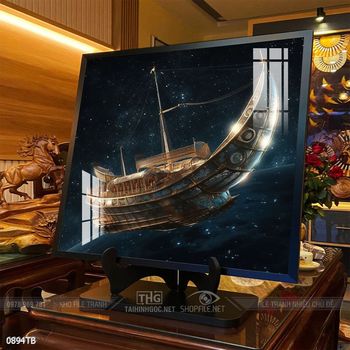 Tranh thuyền buồm vàng phong thủy đẹp