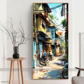 Tranh phong cảnh cánh đồng quê hương mùa lúa chín