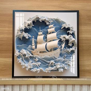 Tranh thuyền buồm vàng phong thủy đẹp