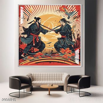 Mẫu tranh Samurai trang trí tường nhà