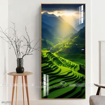 Tranh làng quê cánh đồng lúa chín