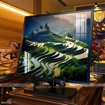 Tranh phong cảnh cánh đồng quê hương mùa lúa chín