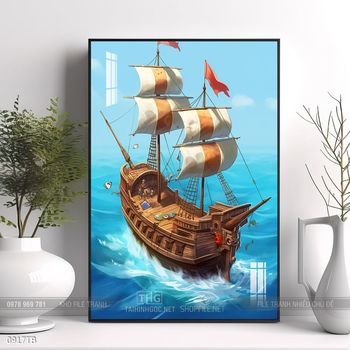 Tranh thuận buồm xuôi gió cánh buồm vàng đẹp nhất