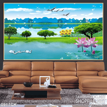Tranh hoa sen và phong cảnh