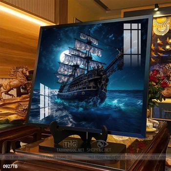 Tranh thuyền buồm vàng phong thủy đẹp