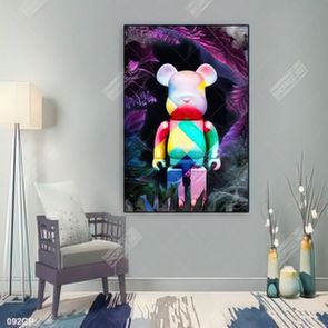 Tranh  gấu bearbrick treo tường nổi bật