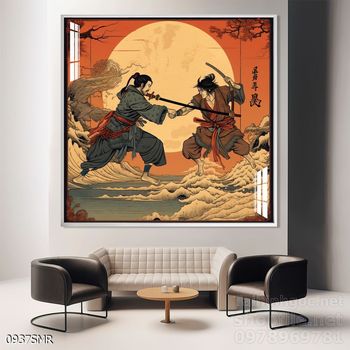Mẫu tranh Samurai đẹp decor trang trí tường