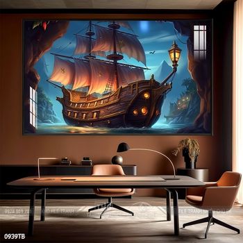 Tranh thuận buồm xuôi gió cánh buồm vàng đẹp nhất