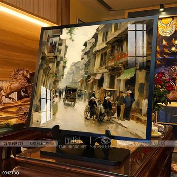 Tranh phong cảnh cánh đồng quê hương mùa lúa chín