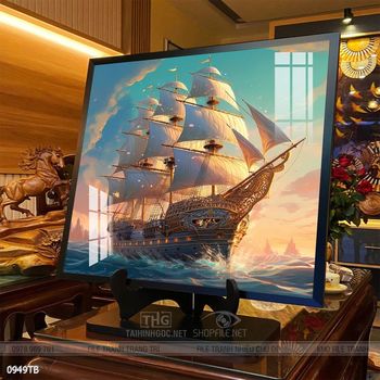 Tranh thuyền buồm vàng phong thủy đẹp