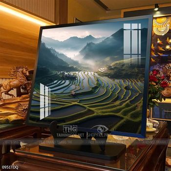 Tranh làng quê mùa lúa chín đẹp thanh bình