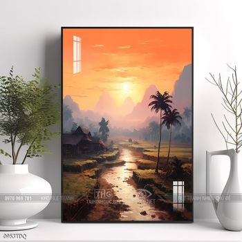 Tranh làng quê phong cảnh yên bình