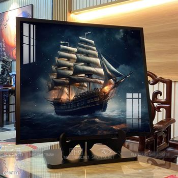 Tranh thuyền buồm vàng phong thủy đẹp