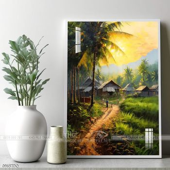Tranh làng quê phong cảnh yên bình