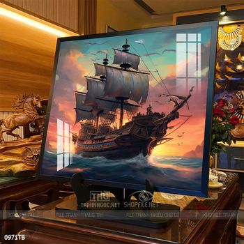 Tranh thuyền buồm vàng phong thủy đẹp