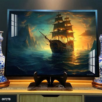 Tranh thuận buồm xuôi gió cánh buồm vàng đẹp nhất