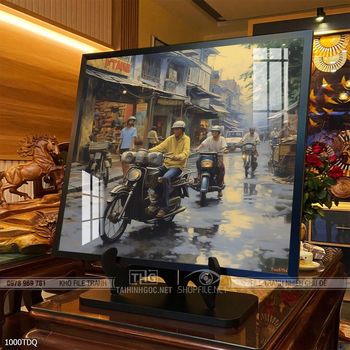 Tranh làng quê cánh đồng lúa chín