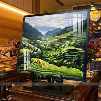 Tranh phong cảnh cánh đồng quê hương mùa lúa chín