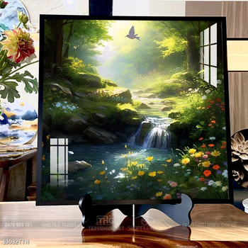 Tranh phong thủy phong cảnh thác nước thiên nhiên