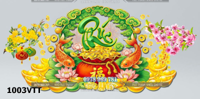 file tư liệu ghép lịch tết chữ phúc 3d thư pháp cá chép song ngư 1003VTT