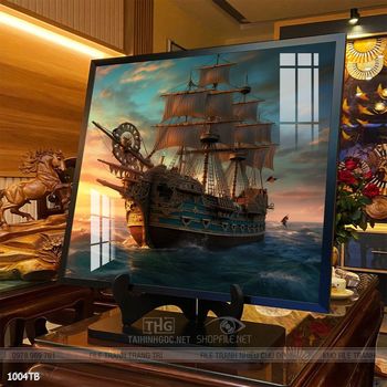 Tranh thuyền buồm vàng phong thủy đẹp