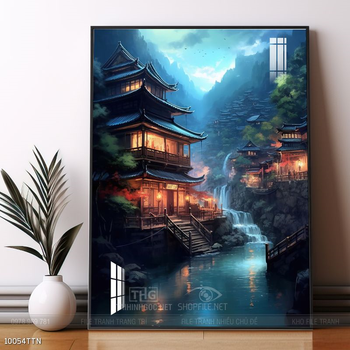 Tranh phong thủy phong cảnh thác nước thiên nhiên