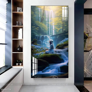 Tranh phon thủy sông, núi và mặt trời