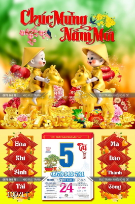 File lịch Tết em bé vui xuân ngựa vàng 2026 1007LT File lịch Tết em bé vui xuân ngựa vàng 2026 1007LT