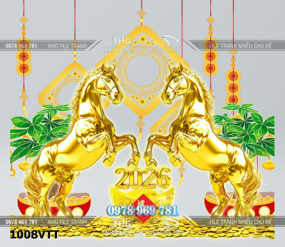 File psd layer ngựa vàng tài lộc đón xuân 1008VTT