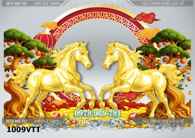 File tranh ngựa vàng bính ngọ tết nguyên đán 1009VTT