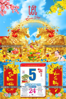 File tranh psd lịch ngựa vàng tết 2026 1010LT File tranh psd lịch ngựa vàng tết 2026 1010LT