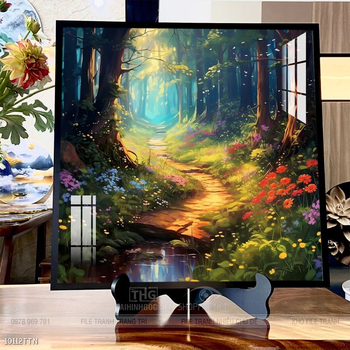 Tranh phon thủy sông, núi và mặt trời