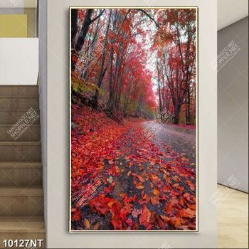 Tranh rừng cây lá đỏ