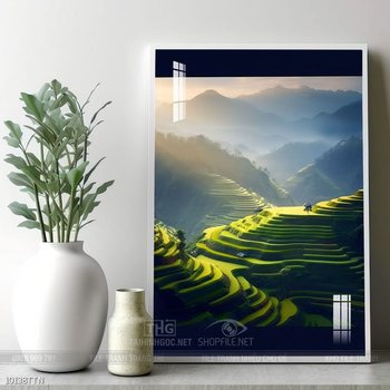 Tranh phon thủy sông, núi và mặt trời