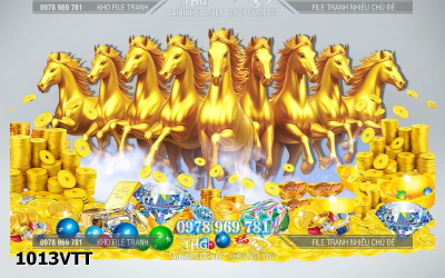 File tranh tư liệu ngựa vàng năm mới bính ngọ đẹp psd 1013VTT
