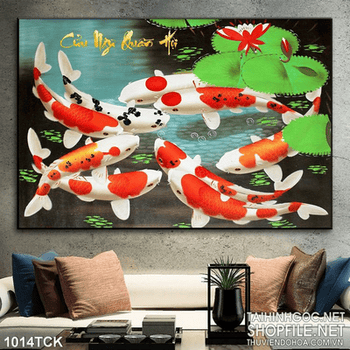 Tranh cá chép vẽ đẹp ấn tượng 3d